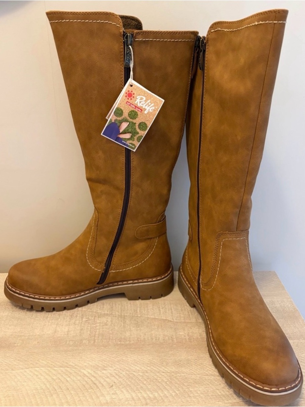 Relife Lined Boots in Cognac Brown